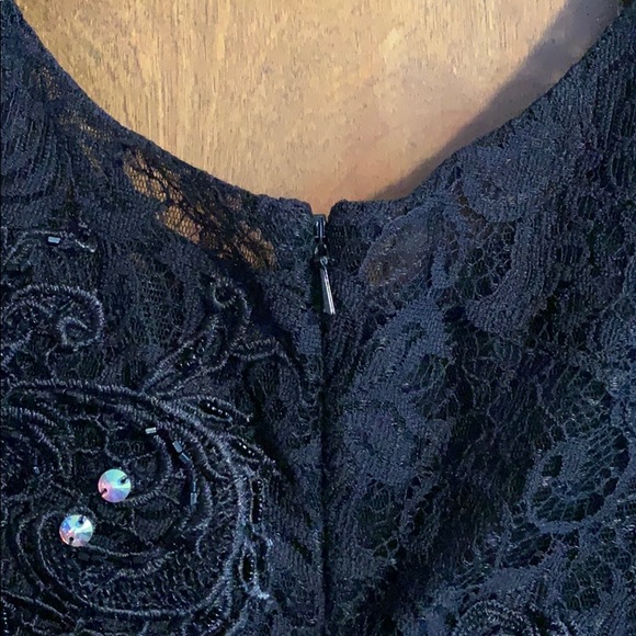 Black Lace Full Length Prom Dress - Picture 5 of 9